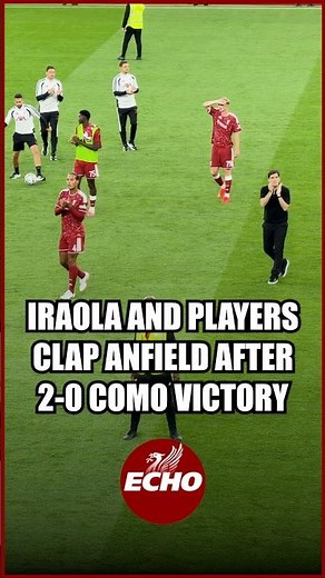 👏 Andoni Iraola and his players clap Anfield after Liverpool's 2-0 victory over Como