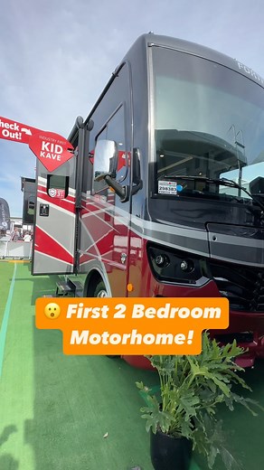 RV Industry first true 2 BEDROOM motorhome perfect for families! The large bunk room reminds me of fifth wheel kid spaces. It’s a huge improvement over the traditional bunks in the hall seen commonly in family motorhomes. ❓What do you think? @revgroupinc @fleetwoodrv ——————————— 🚐 Our family has RVed full-time for 9 years across 42 states. We share BOTH the benefits and challenges of RVing, RV tips, RV living, and amazing destinations. Follow 👇 @theadventuredetour ——————————— #rvtour #rvlifest