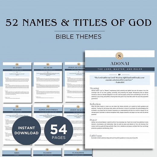 52 Names and Titles of God Bible Study Guide | Printable PDF | Meaning, Reflections & Prayers | Faith-building Christian Devotional - Etsy