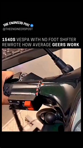The Engineers Post on Instagram: "Before motorcycle controls became complex, Vespa transformed gear shifting with an elegant mechanical idea. Early Vespas replaced foot-operated clutches with a twist-grip gear selector on the left handlebar, using steel cables to directly engage the gearbox. A simple turn of the wrist changed gears, making riding smoother, safer, and easier. This clever solution became a core part of Vespa’s identity and influenced control design for decades. Via @getgrity Media