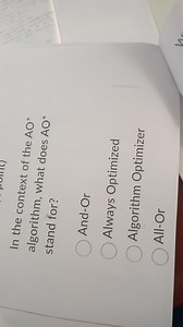 In the context of the AO* algorithm, what does AO* stand for?A... | Filo