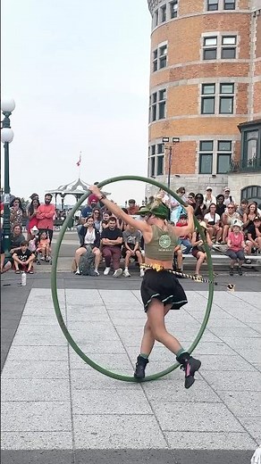 🔥 Mesmerizing Fire Hula Hoop Show in Quebec City | Street Performer Magic! #shorts