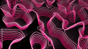 Abstract futuristic hi-tech landscape with mountains and canyons from glowing energy circles and magic lines background.4K Stock Video