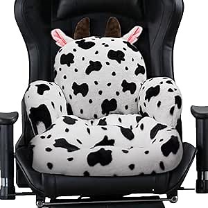 QIUODO Cute Chair Cushion, Comfy Seat Cushion for Office Desk, Kawaii Chair Cushions for Gamer, Soft Chair Cushion for Room Bedroom Decor（Fancy Cow）