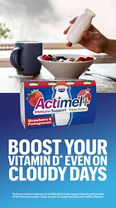 Boost your Vitamin D* even on cloudy days. Grab your Actimel today! Available in stores nationwide | Actimel
