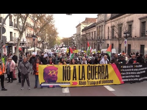 Demonstrators march in Madrid against war, NATO, and U.S. influence