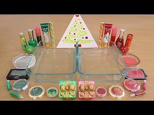 Green vs Red - Mixing Makeup Eyeshadow Into Slime ASMR 275 Satisfying Slime Video