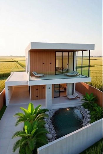 Minimalist Farm-View House With Natural Wood Accents