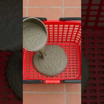 🔥 Pour cement into a plastic basket to create a stunning masterpiece for garden decoration.✨