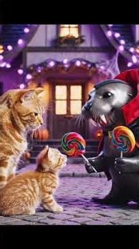 🎃 Halloween Night Fun: Mango and Mom’s Candy Quest! #cat #cute