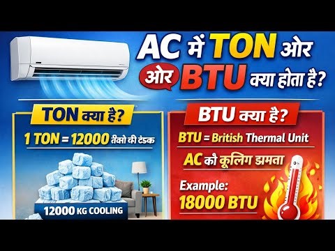 AC में TON क्या होता है? BTU क्या है? आसान भाषा में समझेंAC TON and BTU Explained | Full