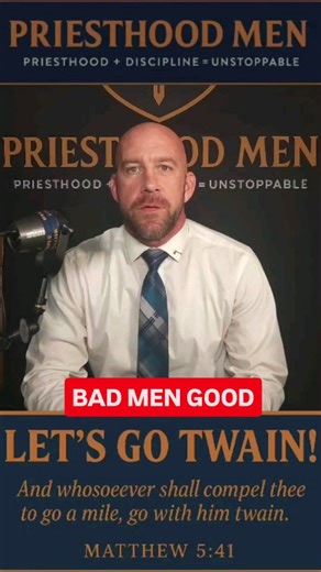 The gospel of Jesus Christ makes bad men good — and good men better. I know that’s true, because I lived it. Daily scripture study. Daily prayer. Daily repentance. That’s the foundation of peace that passes all understanding. If you’re ready to build on that foundation, you’re not alone. Let’s Go Twain. Matthew 5:41 #PriesthoodMen #GoTwain #JesusChrist #RestoredGospel #ConversionStory #Discipleship #MenOfFaith #CovenantPath #Repentance #PrayAlways #ScripturePower | Priesthood Men