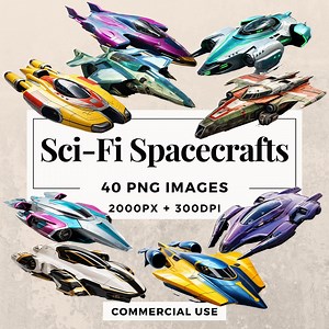 40 Sci-fi Spacecrafts Clipart Pack INSTANT DOWNLOAD 40 Spacecraft Illustrations, PNG Transparent Background, Commercial Use. THS003 - Etsy
