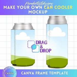 Can Cooler Sleeve Mockups, Slim Can Cooler Mockups, 12oz Can Cooler Canva Frame Mock-up, Drag and Drop, Bottle Cooler Product Display - Etsy