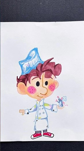 Drawing Alfredo Linguini with Chef Remy From Disney's movie Ratatouille#disney #art #shorts