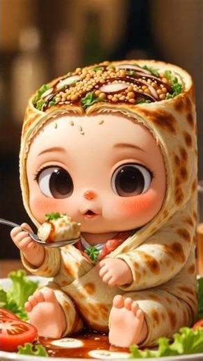 #ShawarmaLover Adorable Baby Becomes a Living Shawarma Wrap! 🥙😍👶