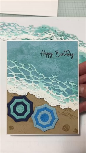 Juliet on Instagram: "Here’s another unique bundle from Stampin’ Up! It’s called Rolling Waves and it will be coming out to customers online in March. I live in a seaside town, so I knew I had to have this set, but I didn’t realize how cool it is! It was a lot of fun creating this card."