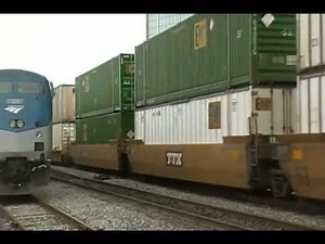 Union Pacific and Amtrak Texas Eagle going North at Dallas Union Station