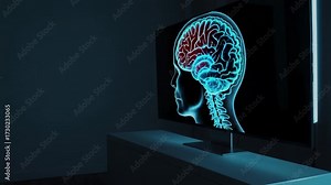 Colorful medical visualization depicting dynamic brain scan progression across modern television display, representing advanced neurological diagnostic imaging technology and research methodology