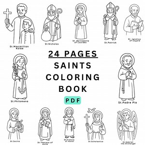 Printable Catholic Saints Coloring Book, 24 Catholic Coloring Pages, Instant Digital Download and Print, Catholic Education, Homeschool - Etsy