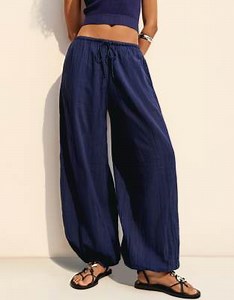 Bershka sarouel trousers in navy  | ASOS