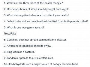 1. What are the three sides of the health triangle?2. How many... | Filo