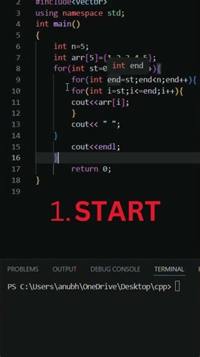 Subarrays in C++ Explained | Generate All Subarrays Using 3 Loops