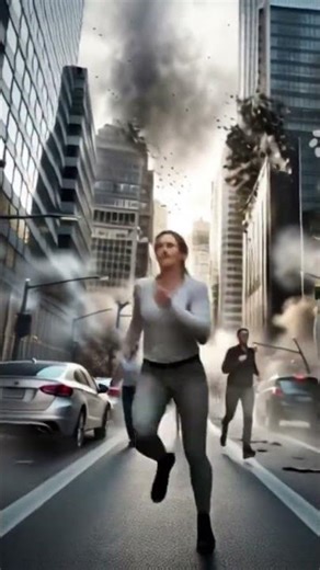 A powerful earthquake shaking a modern city, tall buildings