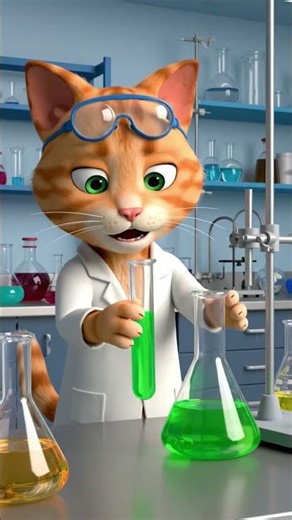 Cat science experiment in lab #shortsfeed