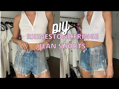 DIY RHINESTONE FRINGE JEAN SHORTS| SO EASY!