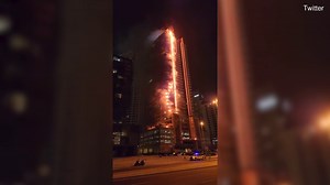 Moment fire breaks out at 35-storey building near Burj Khalifa