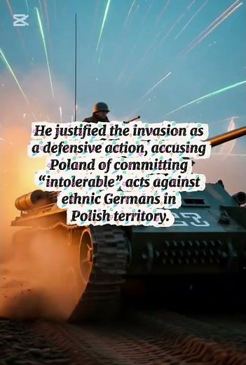 "Hitler’s 1939 speech that sparked WWII: the false pretext for invading Poland 🇩🇪🔥 #WWII #History"