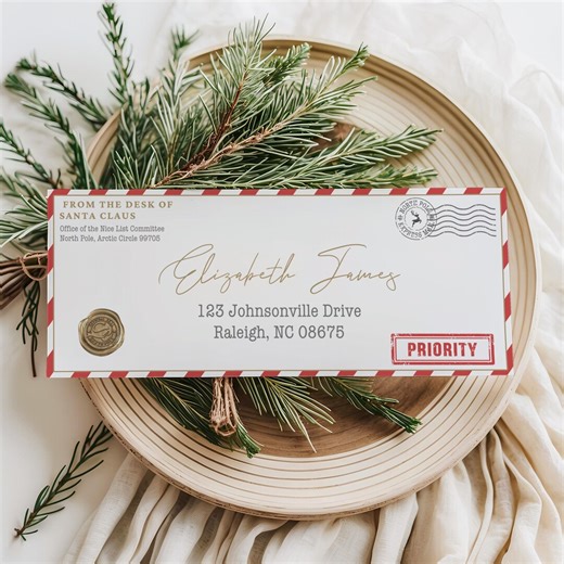 Printable North Pole Envelope Template Editable Santa Letter for Kids Holiday Mail Magic Instant Christmas Download PDF - Etsy