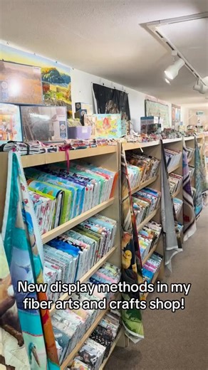 New display methods in my fiber arts and crafts shop! #localquiltshop #shoplocal #supportwomeninbusiness #crafting | The Fabric Cobbler