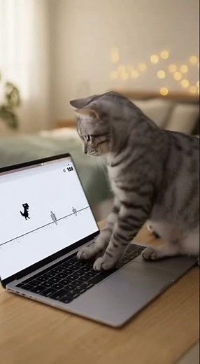 Funny Cat Plays Game on Laptop – Cat Playing Game, Cute Cat on Laptop! 🐱💻