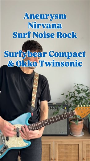 Sébastien Duhamel on Instagram: "I’m in love with the @surfyindustries Surfybear Compact Deluxe. Best spring reverb hands up. The two mixers option is very handy. With the @okkofx Twinsonic after in the chain, the Surfybear can be crazy on a big amount of effect. Mustangs pickups by @dreamsongspickups #surfybear #fendermustang #surfrock #nirvana #surfnoise"