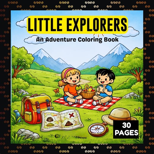 Little Explorers Coloring Book | Bold & Easy Printable PDF   PNG | 30 Digital Coloring Pages - Etsy