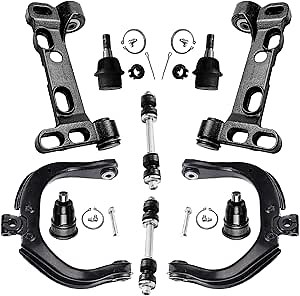 Detroit Axle - 10pc Front End Suspension Kit for 2008-2009 Chevy Trailblazer GMC Envoy 2 Upper Control Arms 2 Lower Control Arms Brackets 2 Sway Bar Links 4 Upper & Lower Ball Joints Replacement