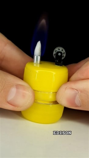 Simple way to make lighter using plastic bottle cap #shorts #diy #scienceexperiment #lighter