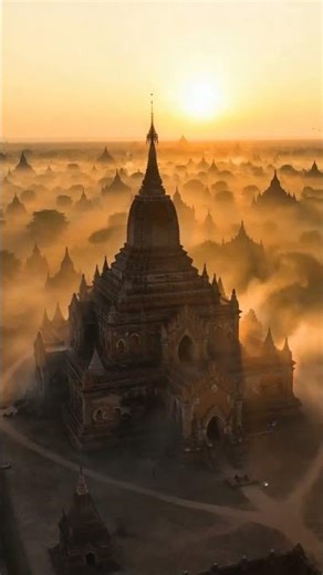 Bagan's Golden Hour Secret Revealed 🏛️ #Myanmar #Drone