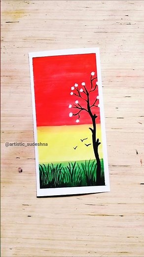 ❤️💛💚 #shorts #artshorts #trending #viral #shortvideo #painting #scenery #sunset #watercolor #drawing
