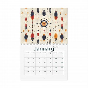 2026 Native American Art Wall Calendar Yearly Monthly Scheduler, Office Home Organization, Tribal Design Cultural Ethnic Art Navajo Cherokee - Etsy