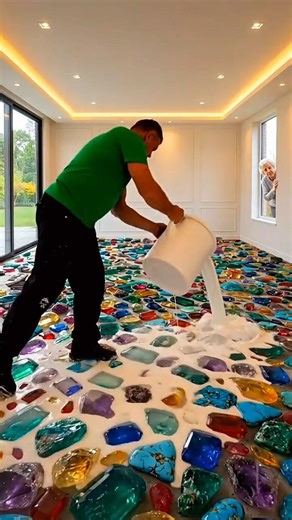 THIS FLOOR IS JUST CRAZY 😱 luxury square Aquarium Epoxy floor #epoxyfloor #housedecor #renovation