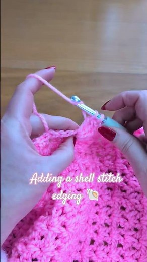 Adding a crochet shell stitch edging 🐚#crochet #shortsyoutube #crochettutorial #fyp