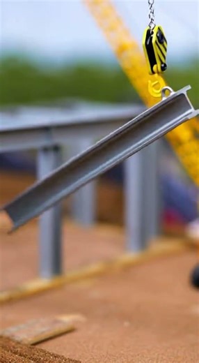Miniature Construction: Crane Lifts an I-Beam! #MiniConstruction #ModelBuilding