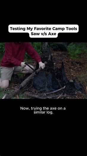 Testing My Favorite Camp Tools: Saw vs Axe 🔥 #campinglife #outdooradventure #raincamping