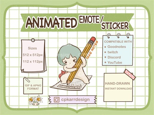 Digital Planner Sticker for Goodnotes Planner/ Take Notes Animated Sticker for Goodnotes, Kawaii Animated GIF/APNG, Digital Download - Etsy