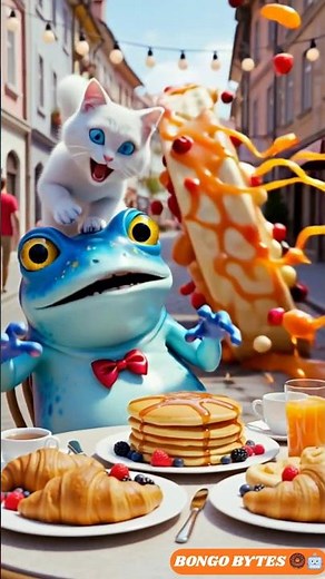Bongo the Frog and Cat Eat Breakfast Together! 🐸🐱 | Funny Shorts