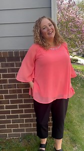 22K views · 153 reactions | Effortlessly chic and ready to conquer the day! @rebekah_plusmodel is serving looks in her Suprema® Capri and Dazzling Blouse. Style is all about confidence, and she’s got it in spades! SHOP NOW: https://catherinesplus.visitlink.me/EX0X-H | Catherines Plus Sizes | Facebook
