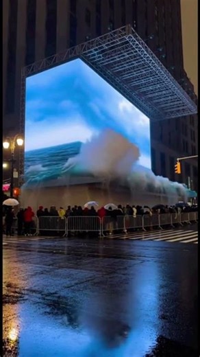 INSANE #3D billboard creates a giant wave illusion 🌊 #shorts